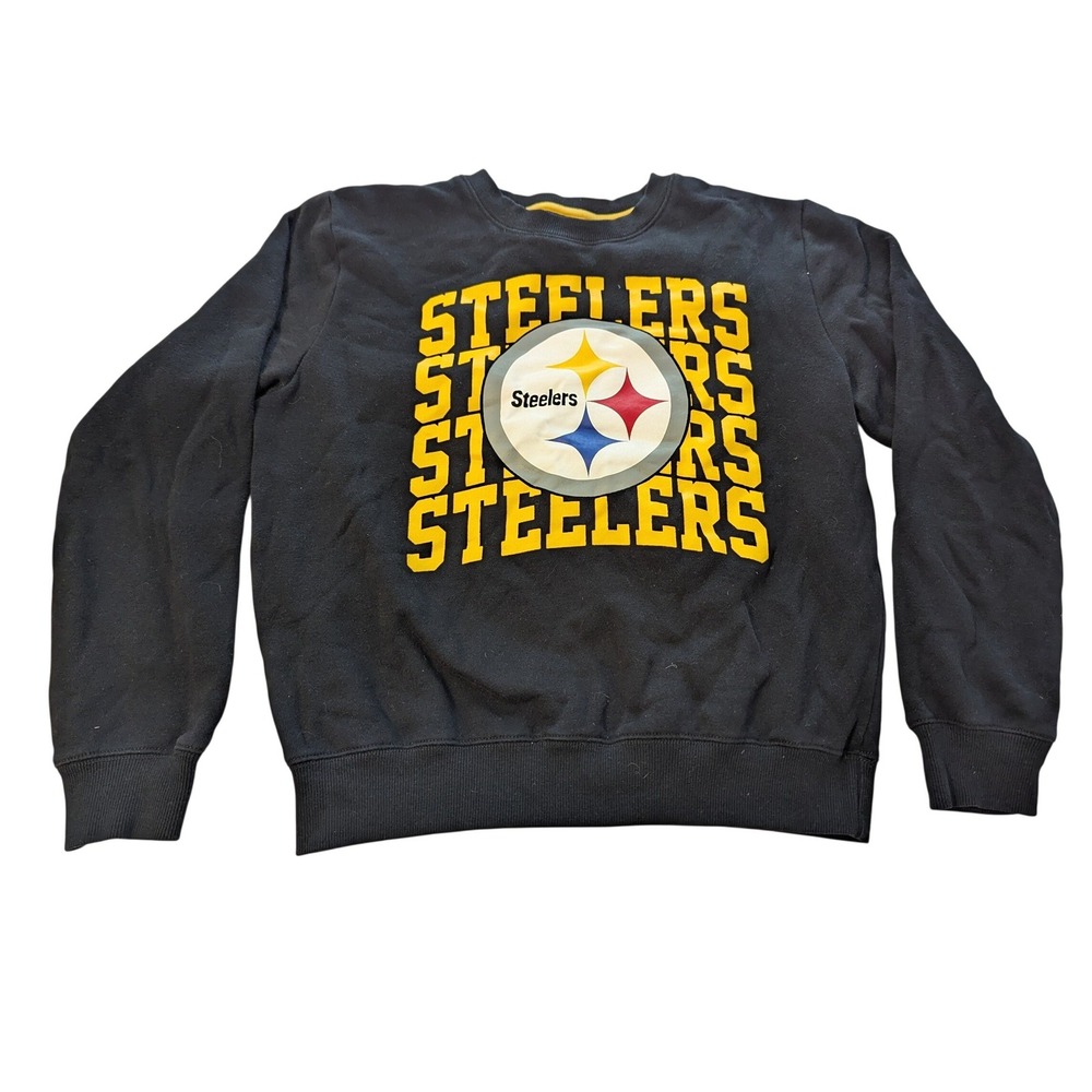 NFL Team Apparel Pittsburgh Steelers Kids Crewneck Sweatshirt‎ Black Gold Size S